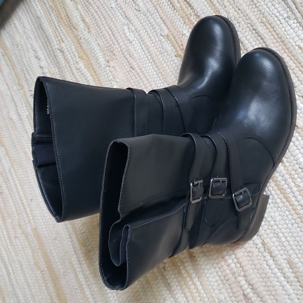 NWOT Black Biker Boots, 8.5M